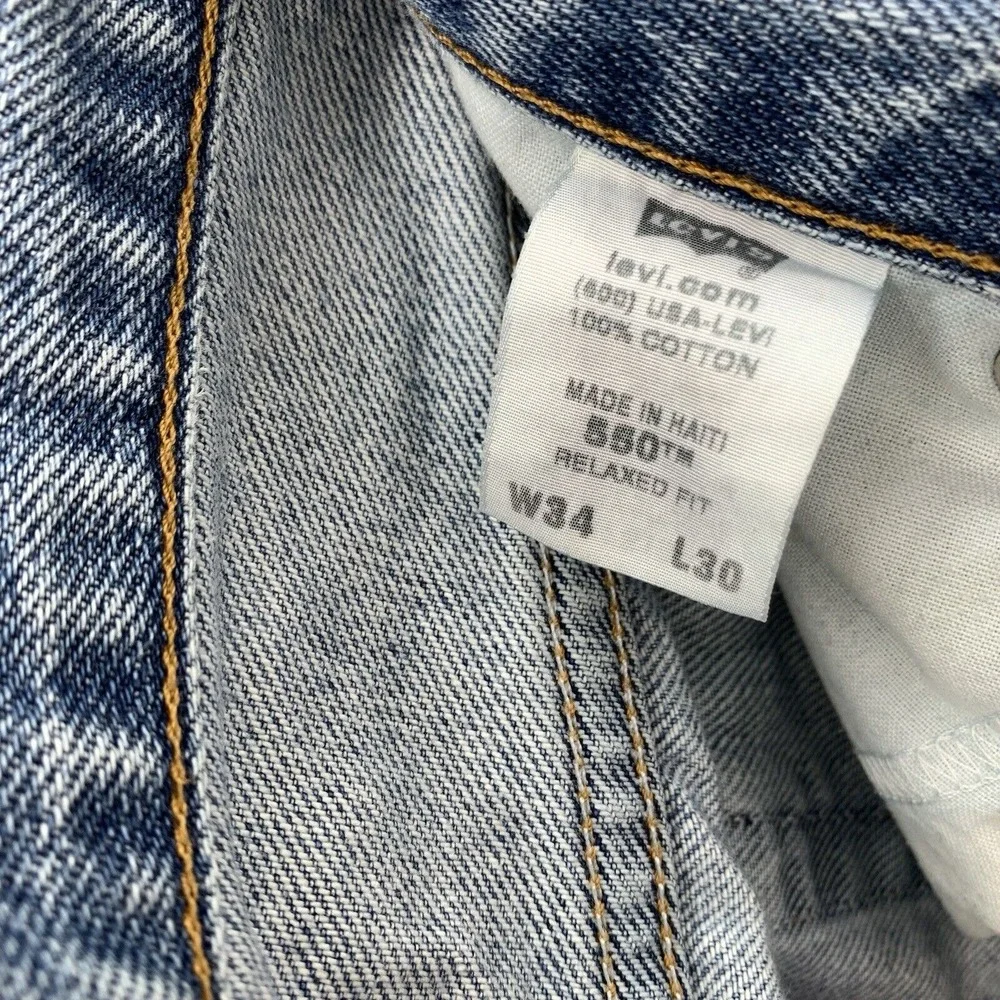 Levis 550 Jeans Mens 34x28* Blue Straight Washed Denim Pants 90s Baggy Skate Y2K